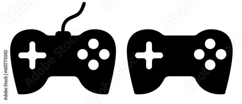 Gamepad. Wireless and wired gamepad. Vector black icon isolated on a white background.