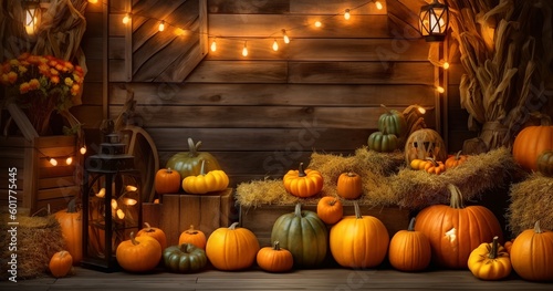 Festive autumn Thanksgiving background, generative ai, fall holiday