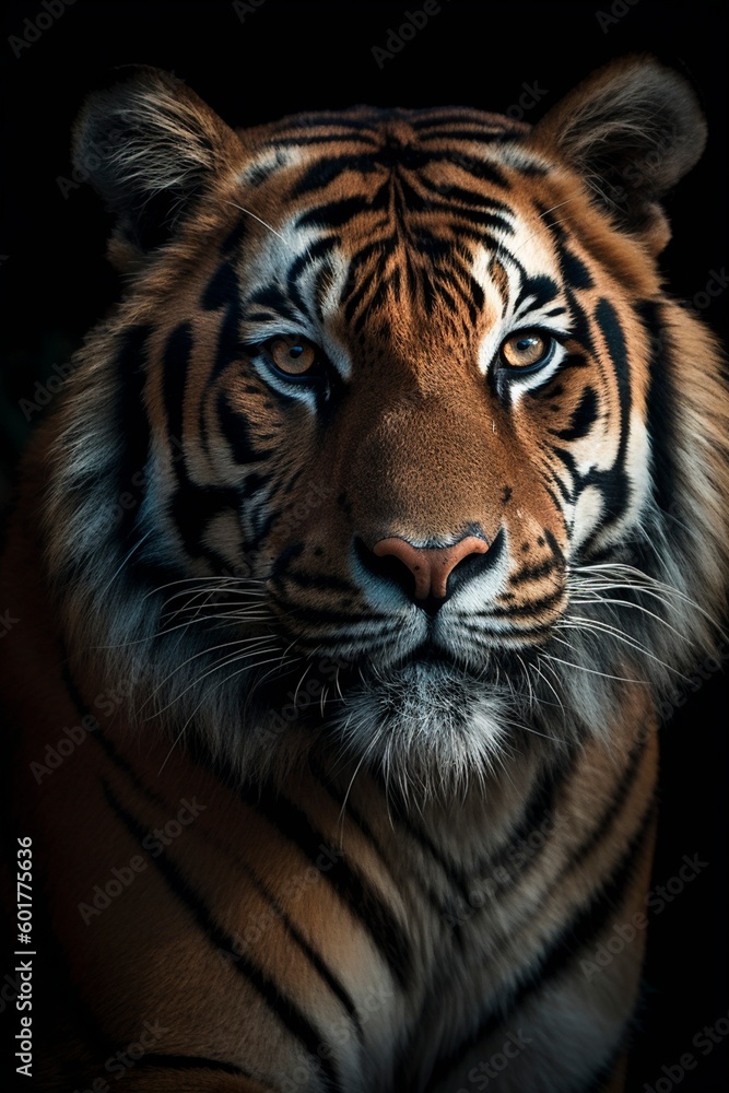 Obraz premium Tiger head portrait, created with generative AI