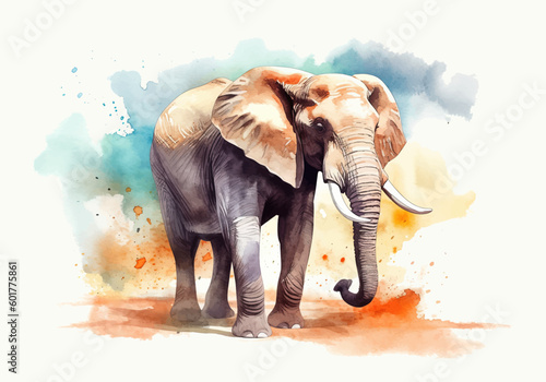 Elephant in watercolor style. African or Indian wild elephant detailed illustration. Vector EPS 10