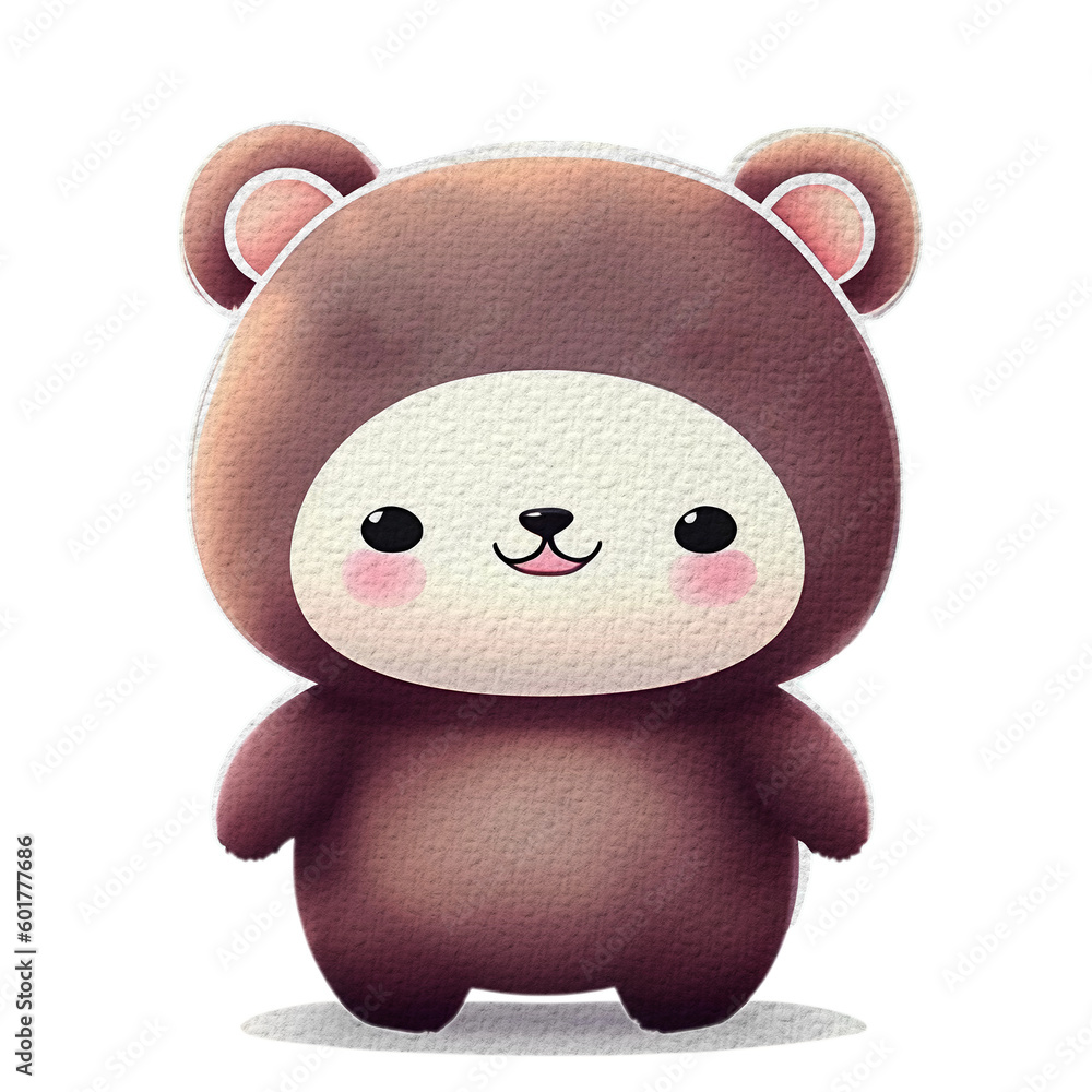 Fototapeta premium watercolor bear sticker with border