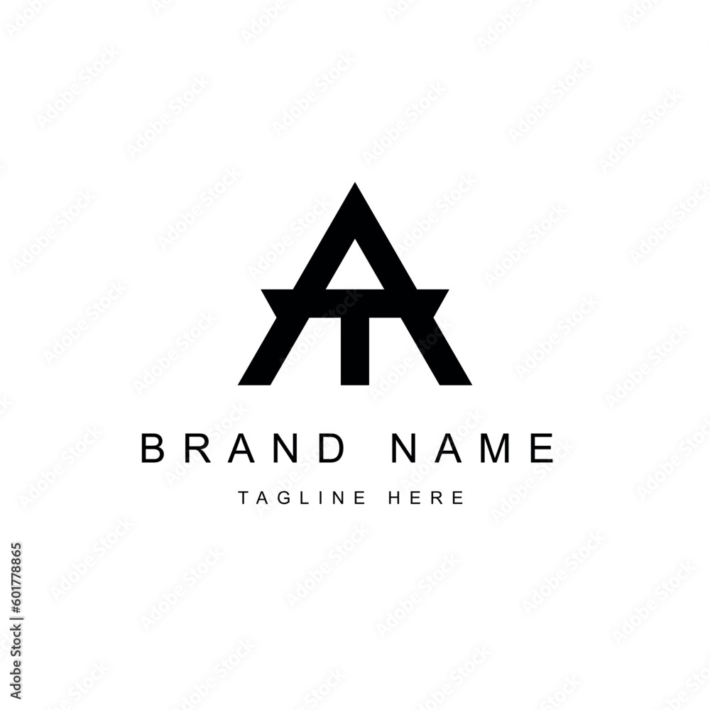 Custom Vector Letter AT Monogram Logo Design with White Background ...