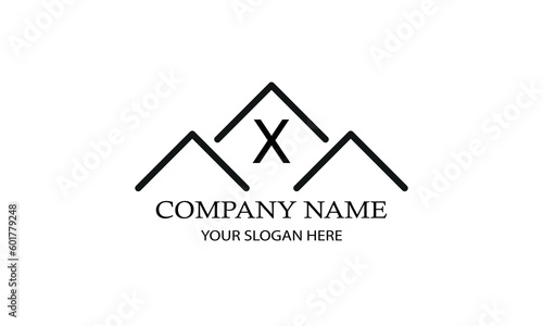 Simple linear logo with initial letter X. Suitable for branding, advertising, real estate, construction, business, business card, etc.