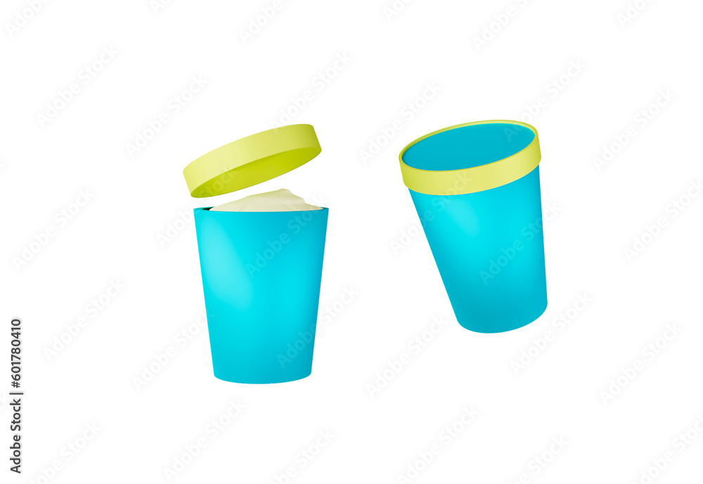 Two jars of ice cream, one open and one closed Two jars of ice cream, one open and one closed
