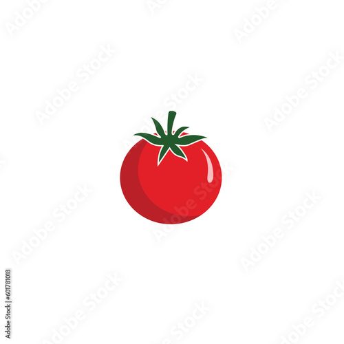 Red tomato vector illustration. Cut tomato, tomato slice, leaves, flowers and tomato seeds. Cartoon vegetable set of elements isolated on white background. Ttomato silhouette line art sign symbol icon