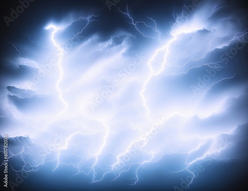 Lightning in the clouds. Created by a stable diffusion neural network.