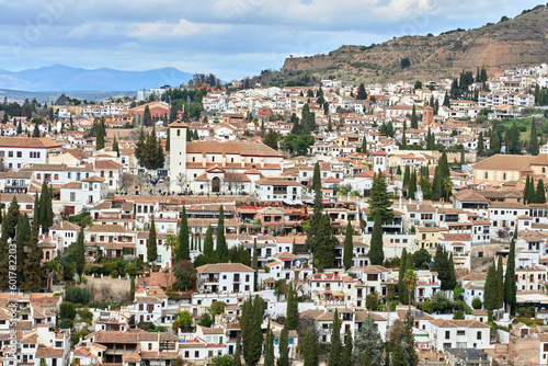 aerial view of the Albaicin and Sacromonte down town district of Granada, Andalusia, Spain © Uwe