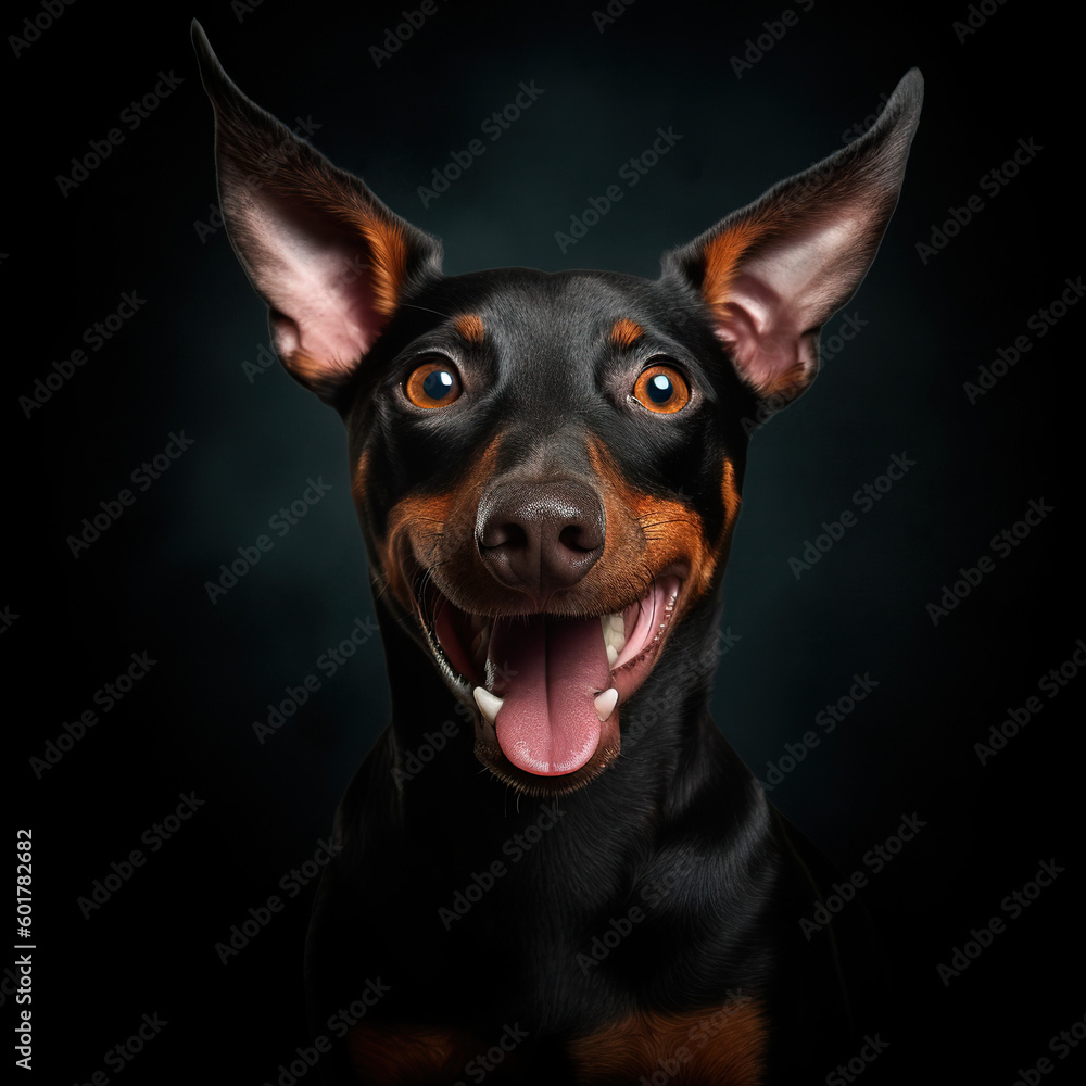 portrait of a black smilling dog