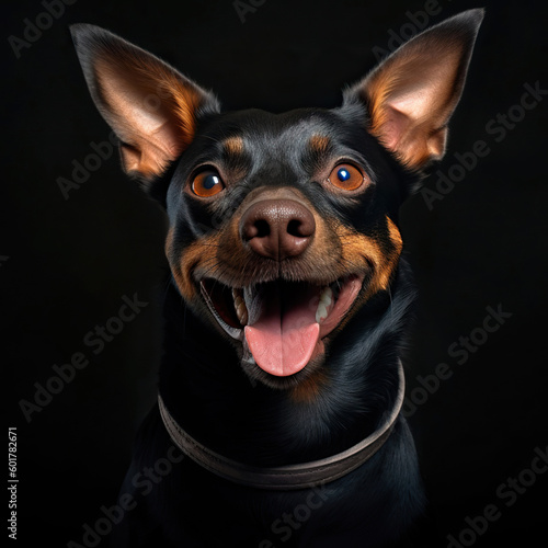 portrait of a black smilling dog