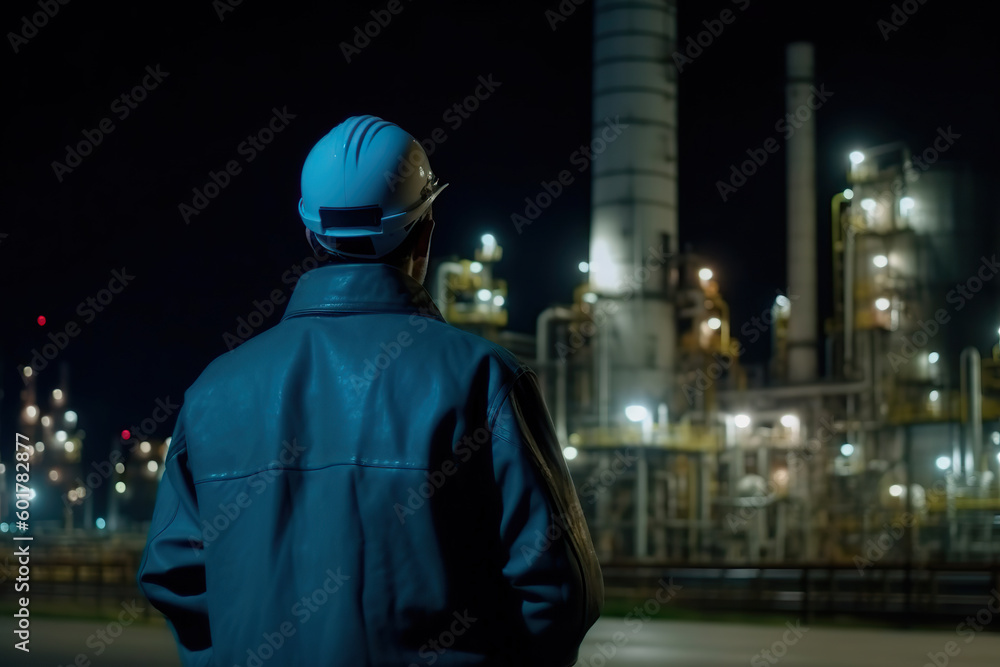 Obraz premium Usine worker at night