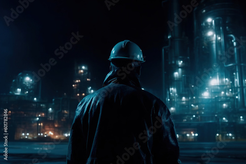 Usine worker at night