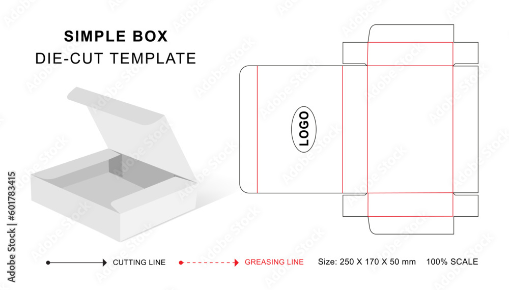 Simple box die cut template - obrazy, fototapety, plakaty 