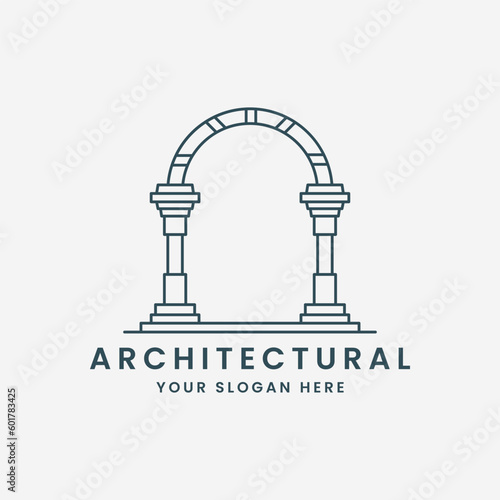 pillar logo line art logo vector template illustration design