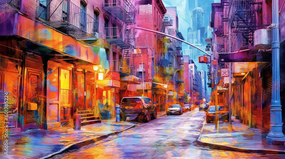 Fototapeta premium Vibrant Street Scene