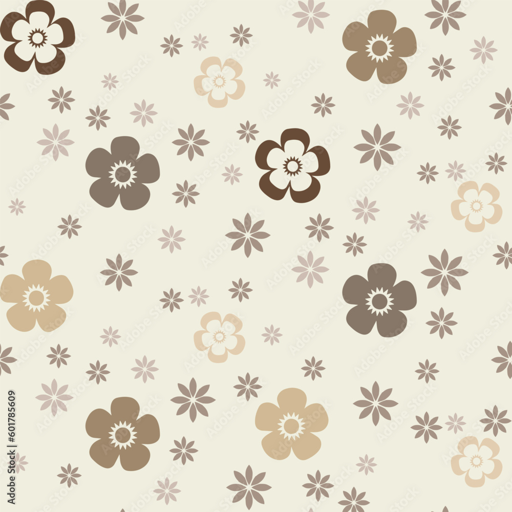 Modern simple geometric vector seamless pattern with brown colour theme flowers pattern texture beige background design.textiles,tiles,mosaic,creative brown Textile style Provence geometrical design.