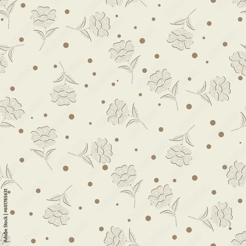 Seamless creative Simple flower pattern vector design.brown theme flower dot pattern texture cream background design.textiles,tiles,mosaic,creative brown Textile style Provence geometrical pattern. Seamless creative Simple flower pattern vector design.brown theme flower dot pattern texture cream background design.textiles,tiles,mosaic,creative brown Textile style Provence geometrical pattern.