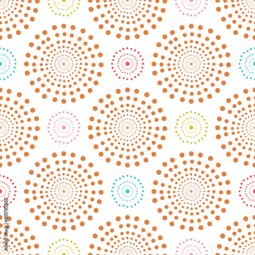 seamless dotted circle element background of raster retro version. Circles,dots,square polar pattern vector.colorful mandala geometric allover print for wallpaper, textile, fabric,white background.