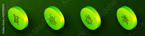 Set Isometric line Beetle deer, bug, Mite and Mosquito icon. Vector