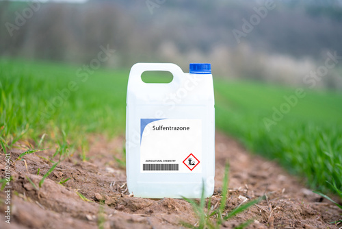 Sulfentrazone  selective herbicide used on soybeans cotton and other crops.