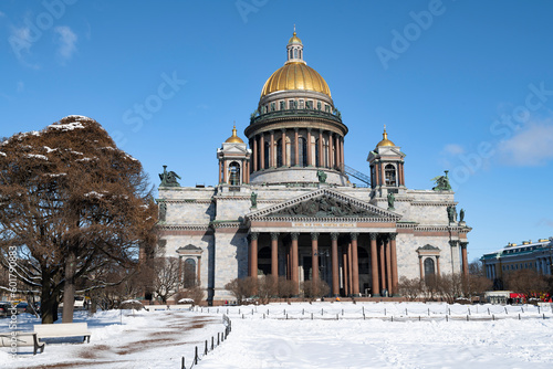 Ancient St. Isaac's Cathedral on a sunny April day, Saint Petersburg