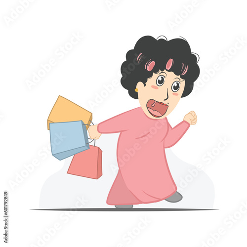 Funny mom after shopping alone