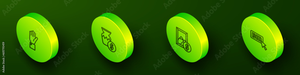 Set Isometric line Hand holding auction, Auction ancient vase, painting and Bid icon. Vector Set Isometric line Hand holding auction, Auction ancient vase, painting and Bid icon. Vector