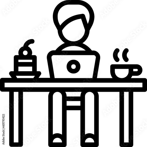 cafe coffee digital nomad line icon