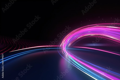 abstract futuristic background with pink blue glowing neon moving high speed wave lines and bokeh lights. Data transfer concept Fantastic wallpaper  Ai Generative