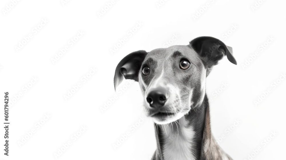 Banner with dog on the white background. Generative AI. Banner with dog on the white background. Generative AI.