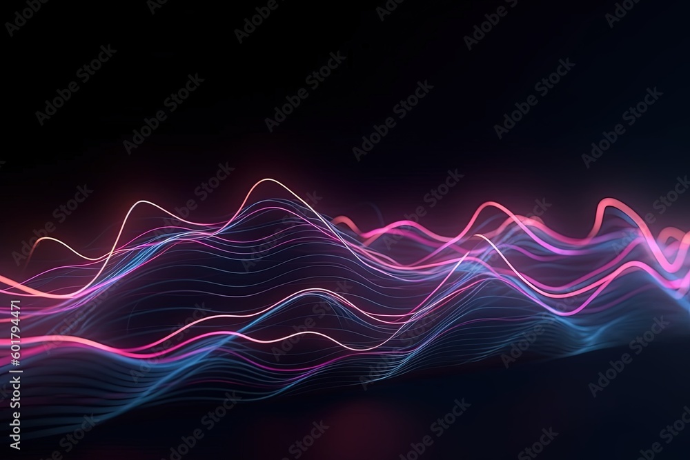 abstract futuristic background with pink blue glowing neon moving high speed wave lines and bokeh lights. Data transfer concept Fantastic wallpaper, Ai Generative abstract futuristic background with pink blue glowing neon moving high speed wave lines and bokeh lights. Data transfer concept Fantastic wallpaper, Ai Generative