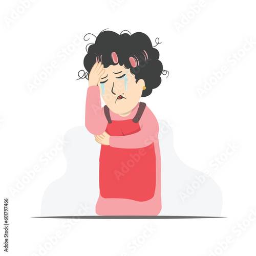 dizzy mom and tired. vector mascot