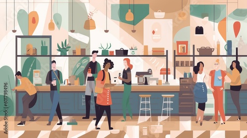 Coffee Shop Illustration for a Tech Company