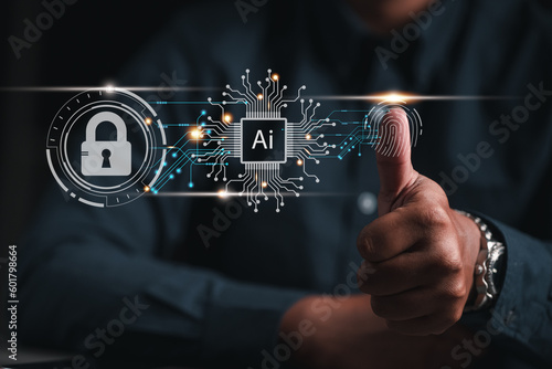 ai, unit, technology, processor, artificial intelligence, innovation, central processing unit, innovative, process, neural. touching to unlock padlock for artificial intelligence machine learning.