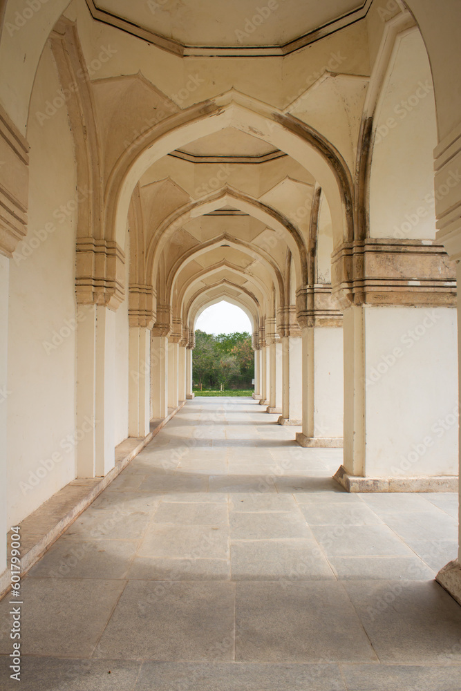 Archways in one of the Tomb structure at Qutb Shahi Archaeological Park, Hyderabad, India