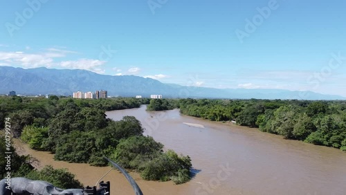 Aerial view of the Magdalena river from the monument to La Gaitana in Neiva, Huila, Colombia landscape. photo