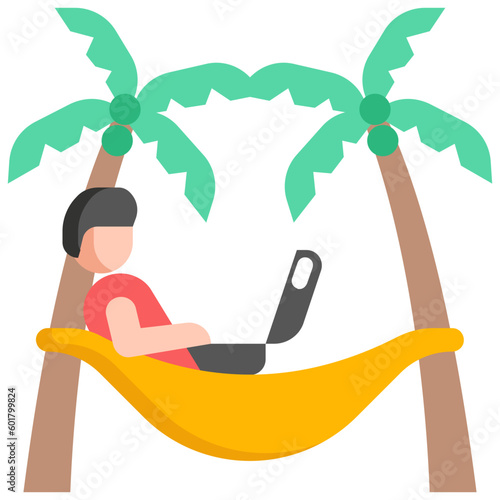 hammock remote working flat icon