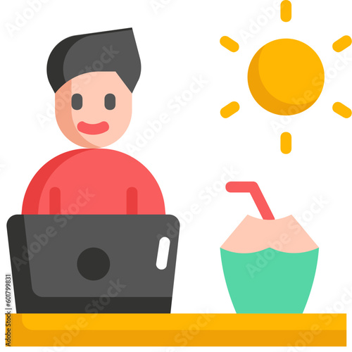 summer remote working flat icon