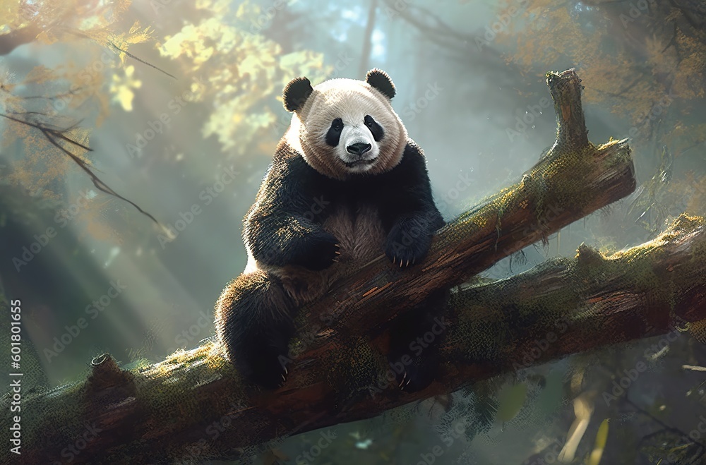 Cute panda in the wild by generative ai