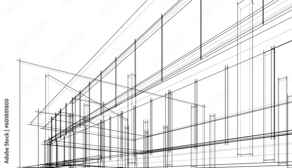 Architecture building 3d drawing vector illustration Architecture building 3d drawing vector illustration