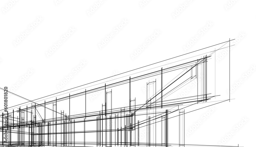 Architecture building 3d drawing vector illustration Architecture building 3d drawing vector illustration