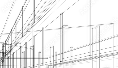 Architecture building 3d drawing vector illustration