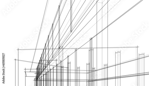 Architecture building 3d drawing vector illustration