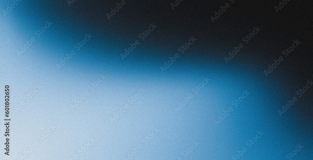 White blue black blurred abstract gradient on dark grainy background, glowing light, large banner size - obrazy, fototapety, plakaty 