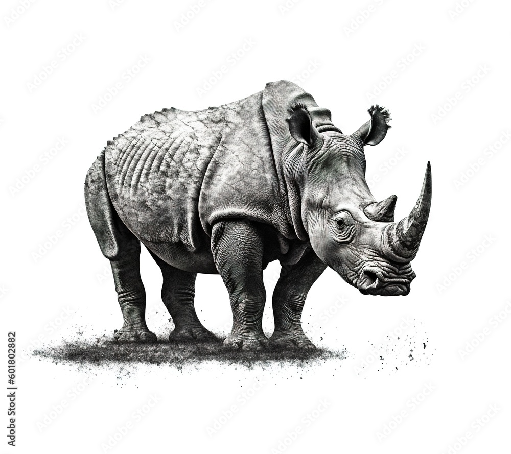 Fototapeta premium Rhino digital illustration, generative ai