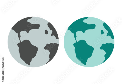Globe, Earth, Planet. Vector illustration in flat style. Isolated on white background.