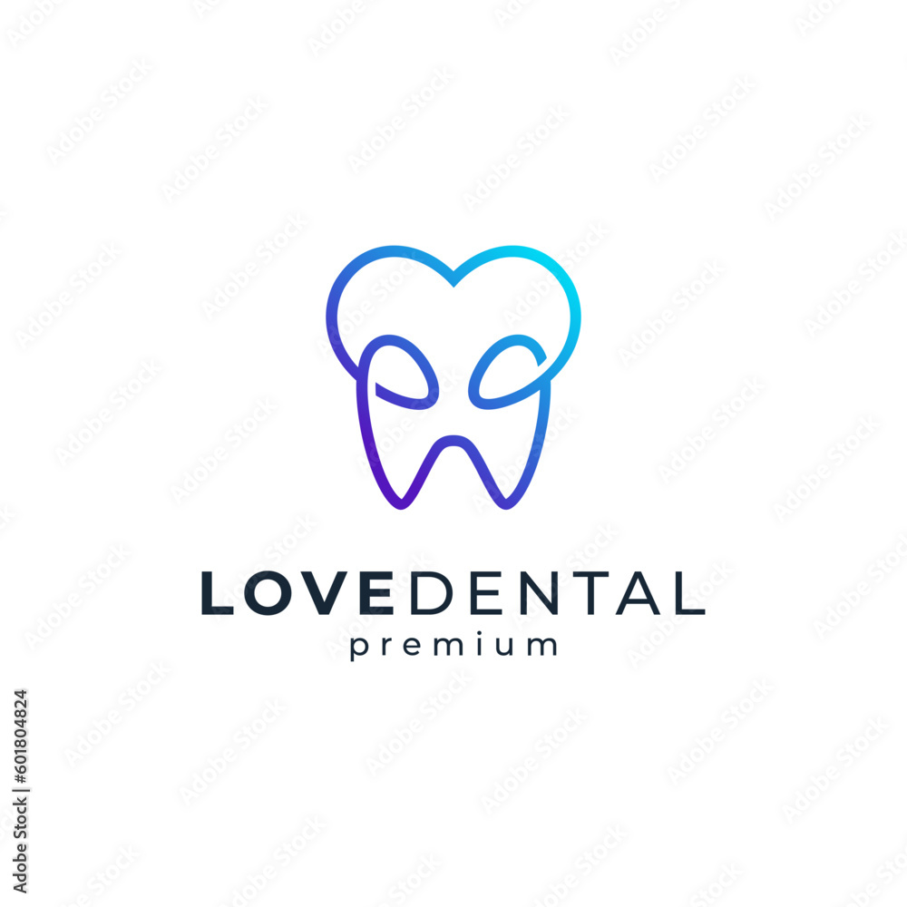 elegant tooth and love for dentist logo design elegant tooth and love for dentist logo design