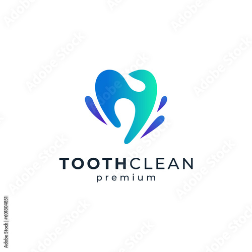 water splash and tooth for dental care or toothpaste and toothbrush logo design
