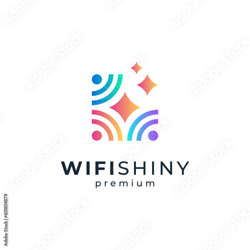 colorful and shiny wifi logo design