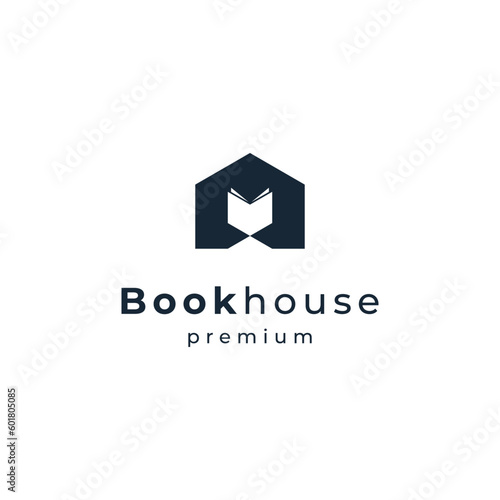 book and home for library logo design