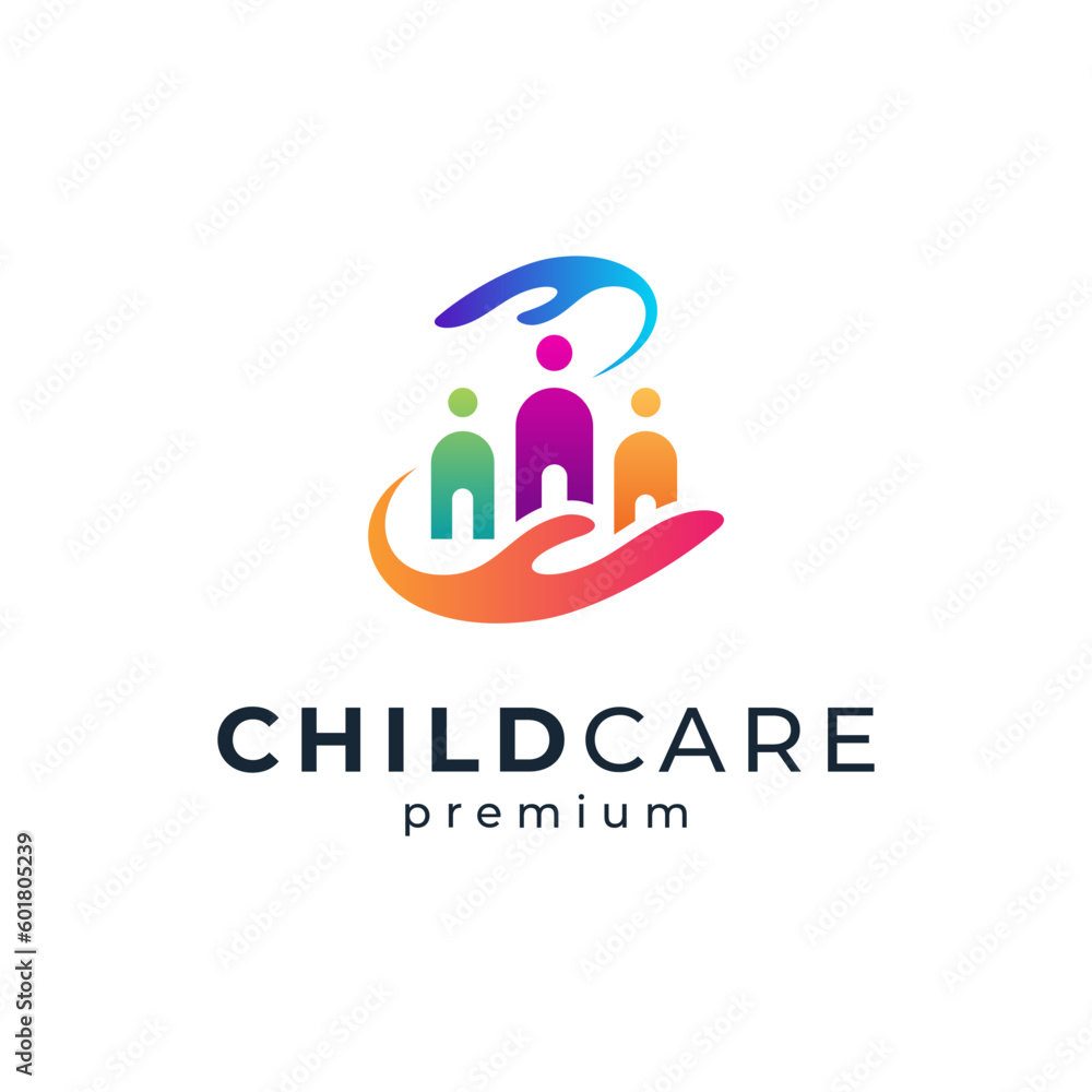 Orphanage logo design with children and hand